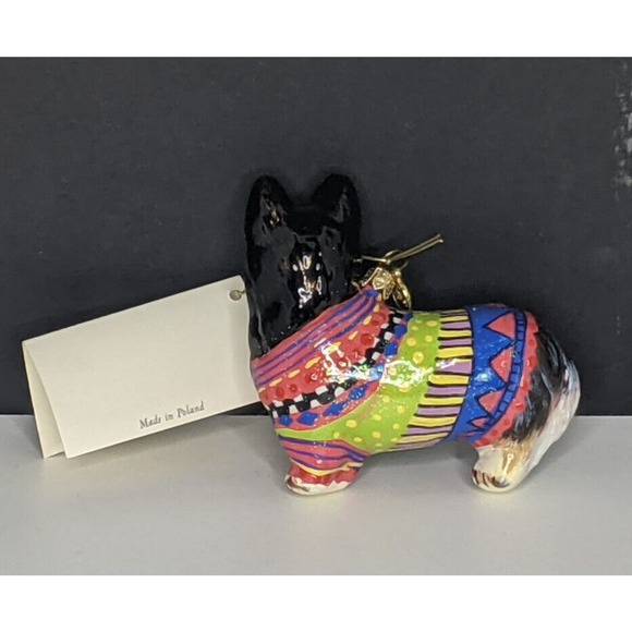 MacKenzie-Childs Glass Corgi Christmas Ornament in Box 53910-17 Poland NEW RARE - Picture 4 of 5